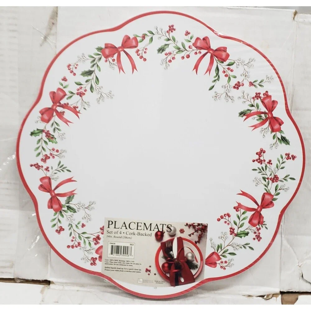 Set of 4 Hard Placemats w/Cork Back (14
